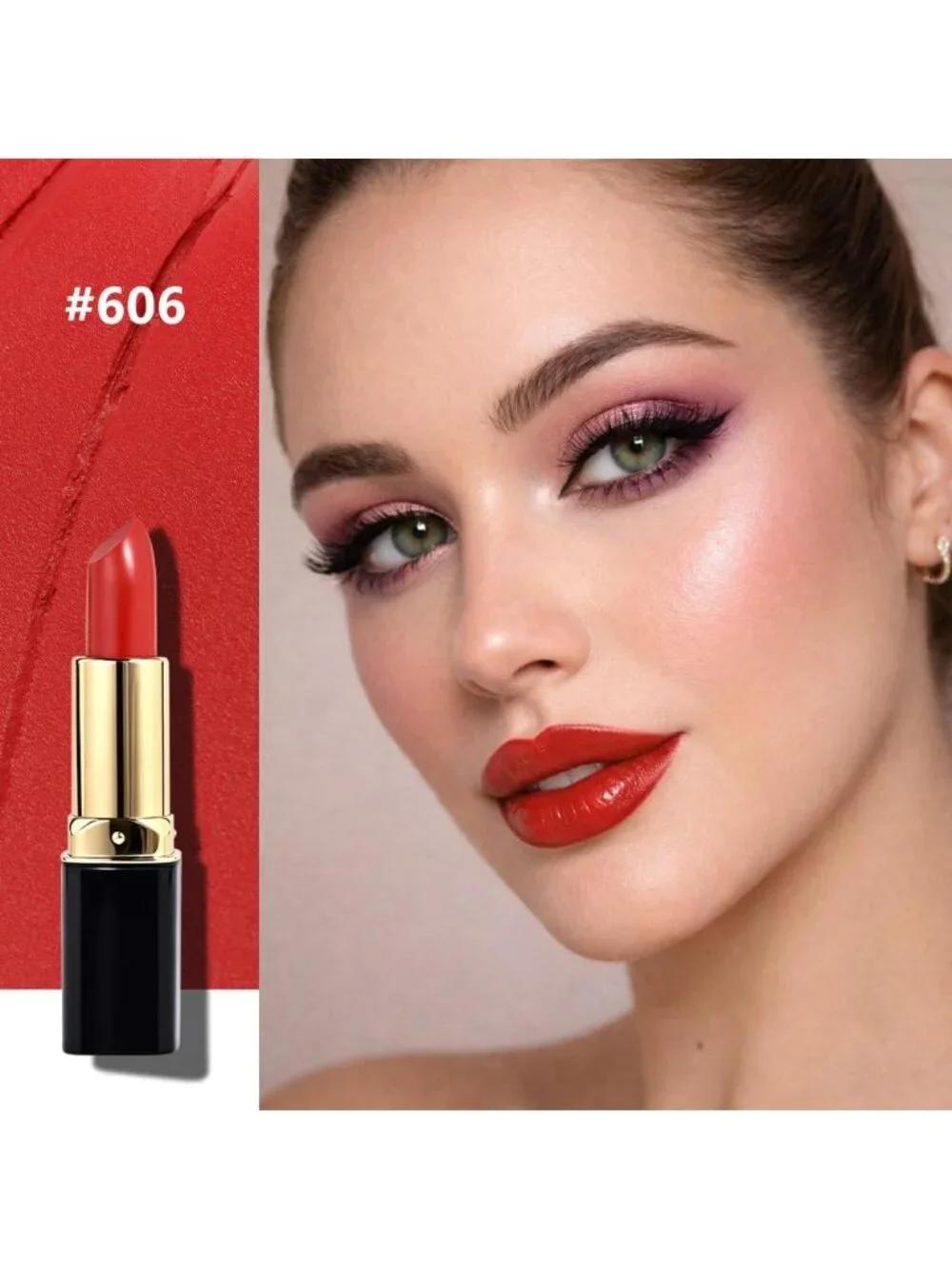 Womens 1 Pcs-606#-Peachy Red Long Lasting Waterproof Velvet Matte Stick Lipstick